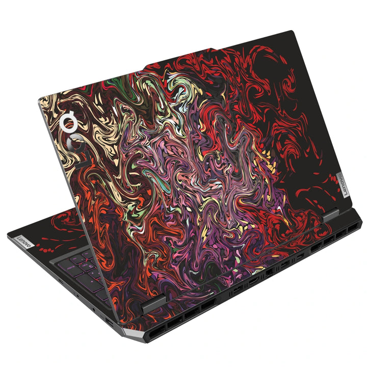 3M Material Textured Embossed Laptop Skin - Abstract Dark Red Liquid Swirls