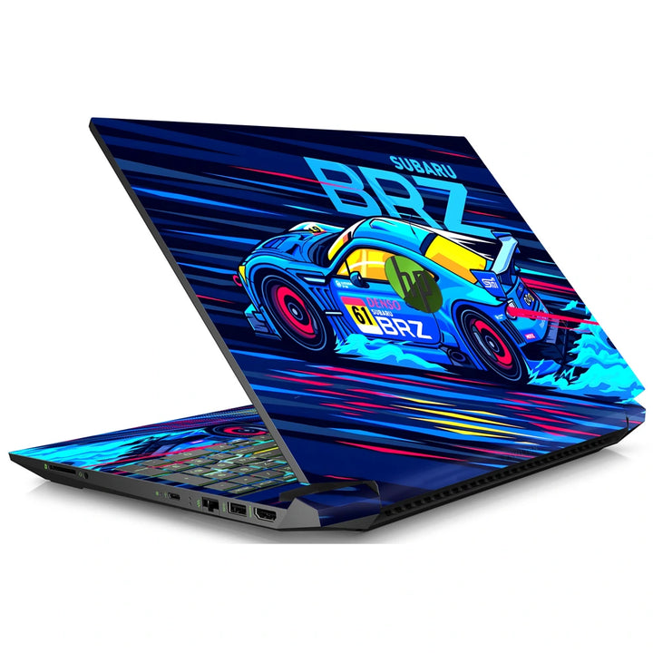 3M Material Textured Embossed Laptop Skin - Subaru BRZ Red Neon Cyberpunk Car