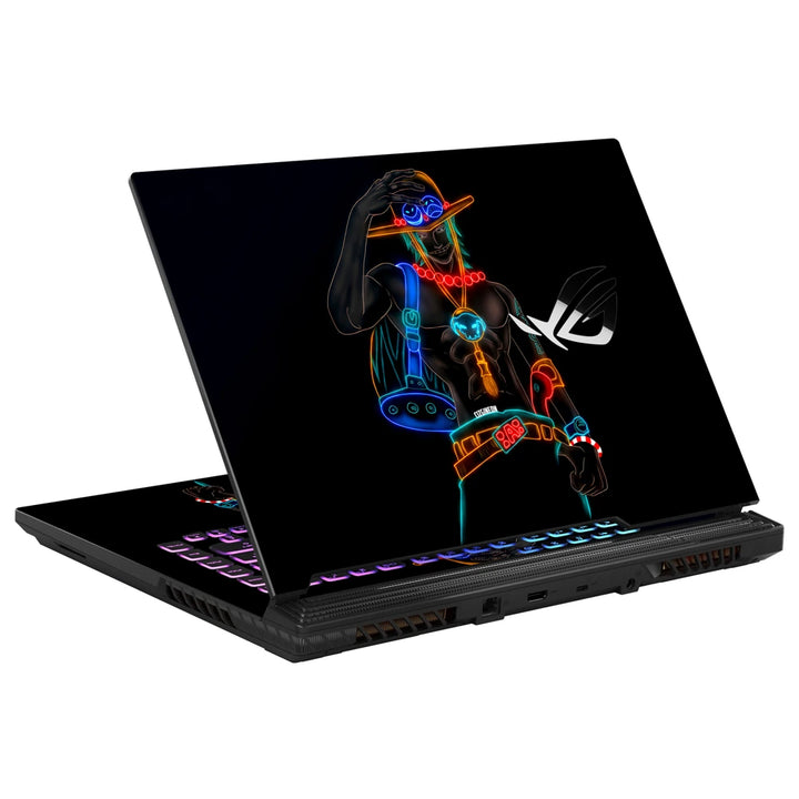 3M Material Textured Embossed Laptop Skin - Portgas D. Ace Blacklight Neon Art