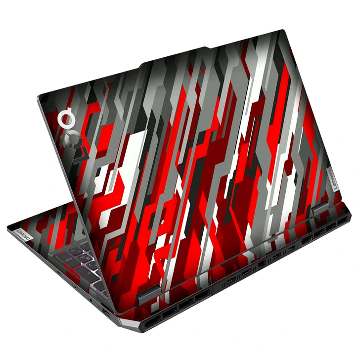 3M Material Textured Embossed Laptop Skin - Abstract Red White Geometric Racing