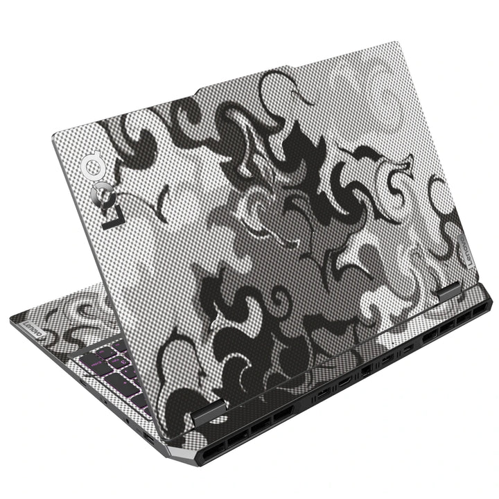 3M Material Textured Embossed Laptop Skin - Abstract Black White Marble Halftone