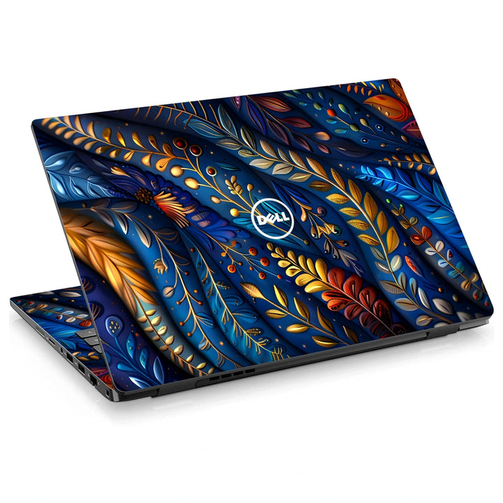 3M Material Textured Embossed Laptop Skin - Abstract Gold Feather Pattern