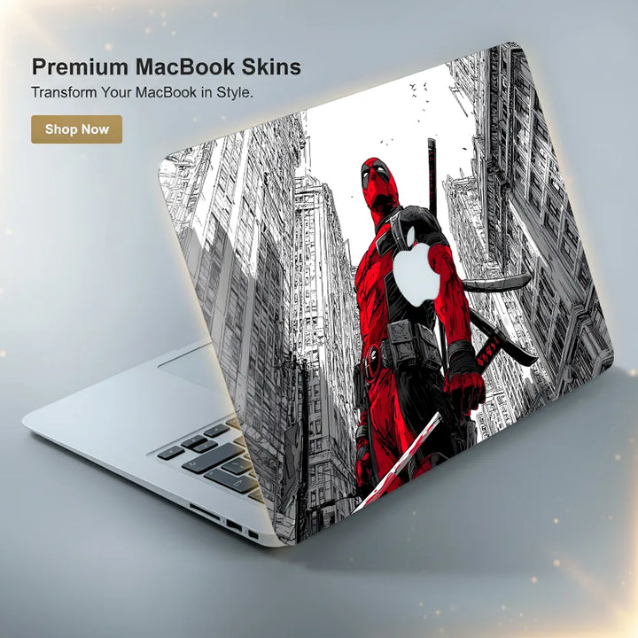 MacBook Laptop Skin - Deadpool City Rooftop Vector Art