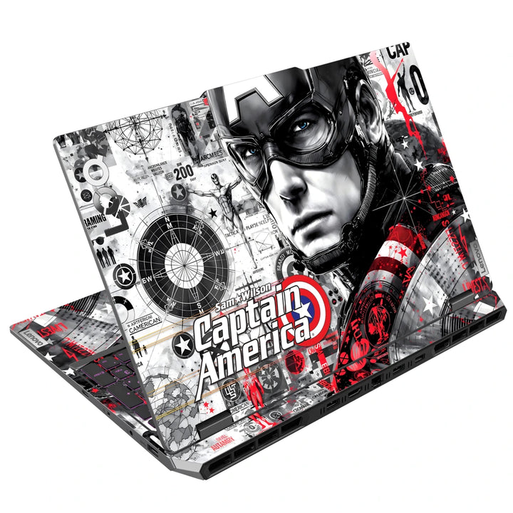 3M Material Textured Embossed Laptop Skin - Captain America Red Grunge Art