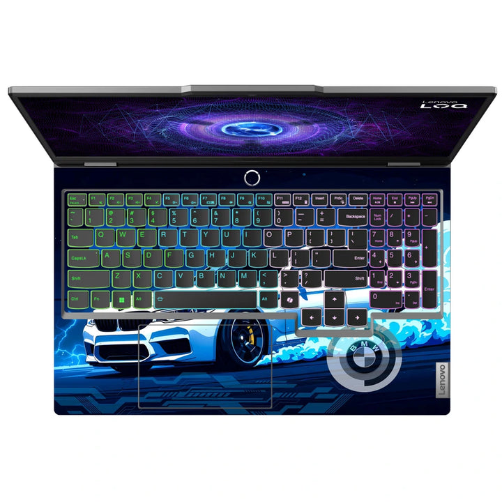 3M Material Textured Embossed Laptop Skin - BMW M5 White Blue Neon Car