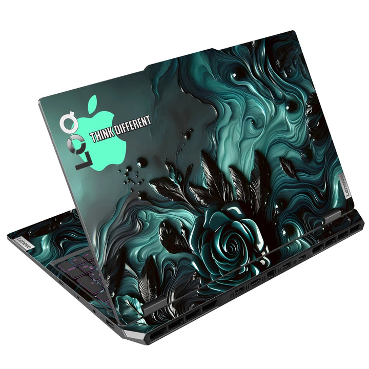 3M Material Textured Embossed Laptop Skin - Apple Aqua Rose Fluid Art