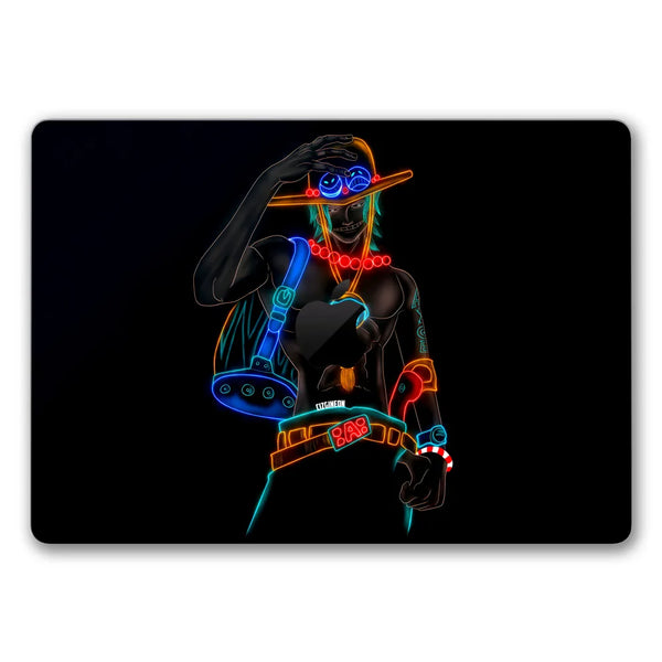 MacBook Laptop Skin - Portgas D. Ace Blacklight Neon Art
