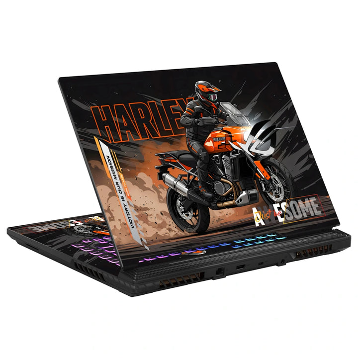 3M Material Textured Embossed Laptop Skin - Harley Davidson American Flag Eagle