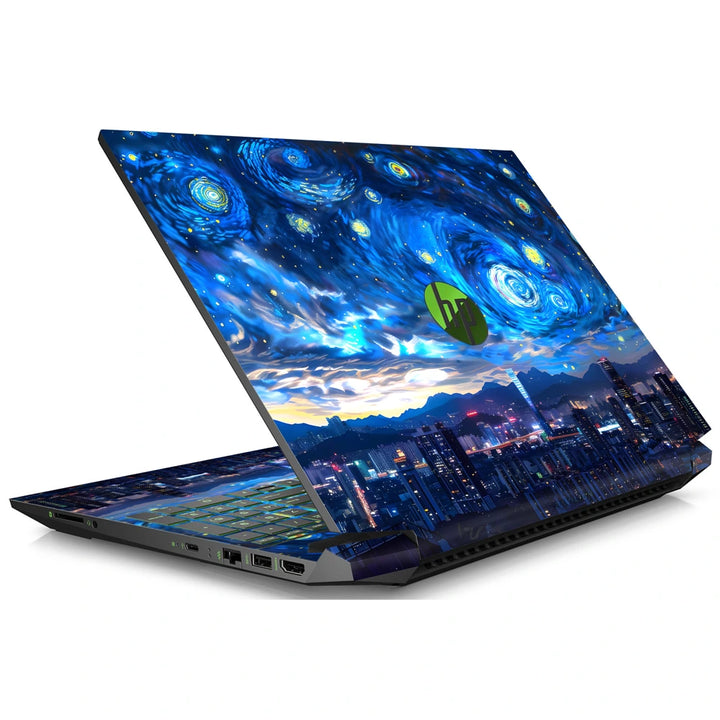 3M Material Textured Embossed Laptop Skin - Starry Night Vincent Van Gogh Cityscape