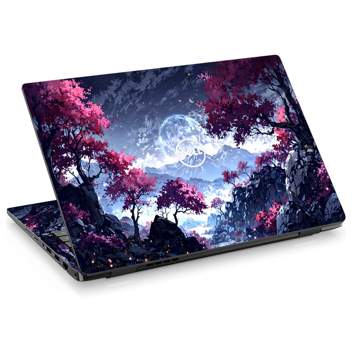 3M Material Textured Embossed Laptop Skin - Minimalist Misty Blue Mountain Forest