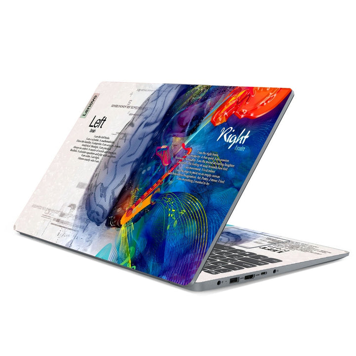 3D Embossed Laptop Skin - Left Right Blue Brain