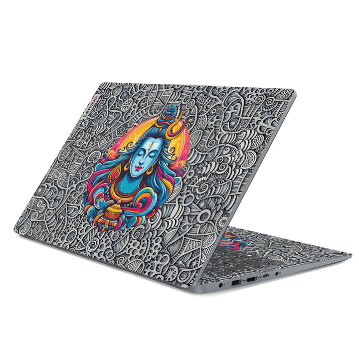 3M Material Textured Embossed Laptop Skin - Lord Shiva Meditating Psychedelic Art