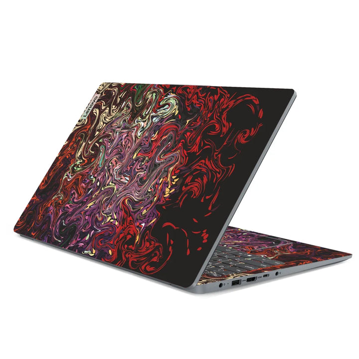 3M Material Textured Embossed Laptop Skin - Abstract Dark Red Liquid Swirls