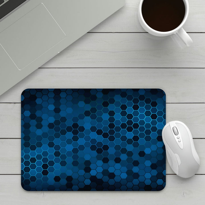 Mouse Pad - Black Blue Honeycomb