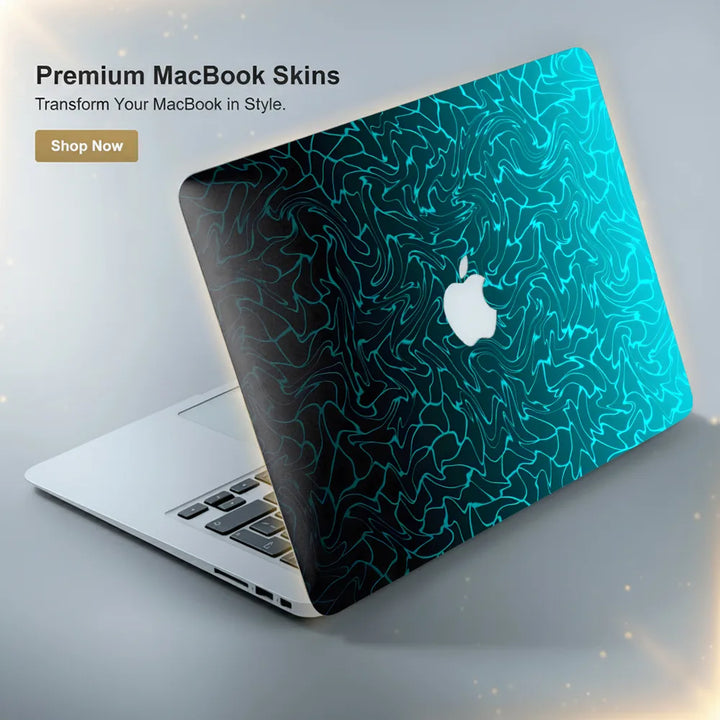 MacBook Laptop Skin - Abstract Teal Blue Geometric Dot Grid