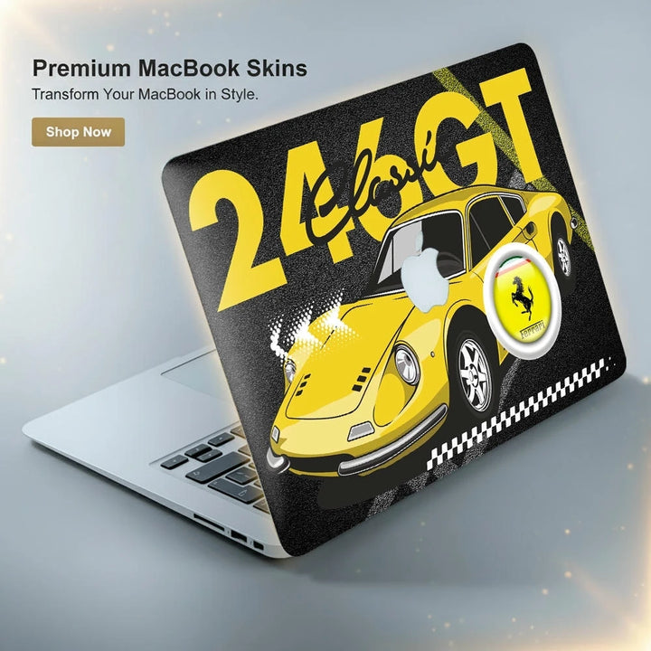 MacBook Laptop Skin - Yellow 24 GT Classic Sports Car
