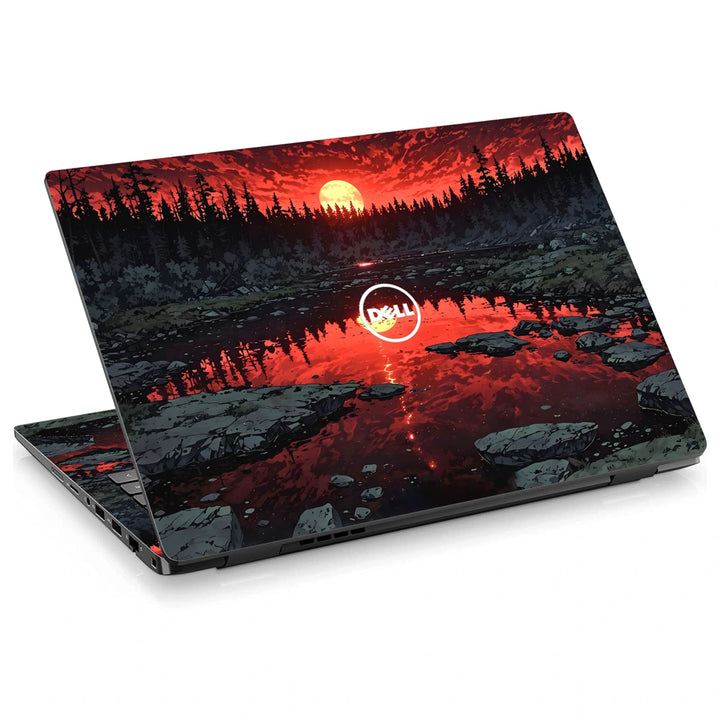 3M Material Textured Embossed Laptop Skin - Abstract Sunset Red Water Reflection