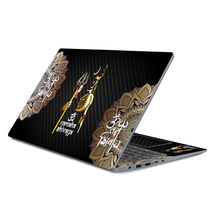 3D Embossed Laptop Skin - Trishul and Om Spiritual Art