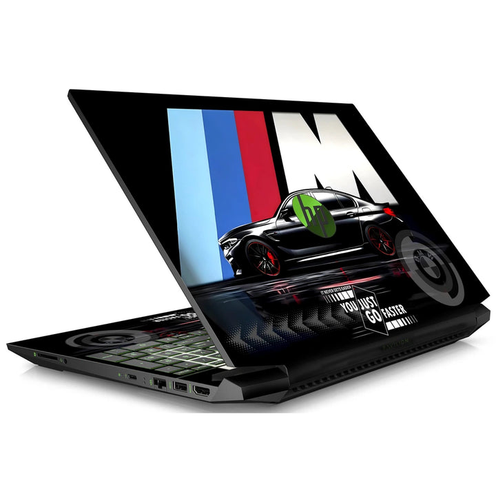 3M Material Textured Embossed Laptop Skin - BMW Black M Stripe Speed Sedan
