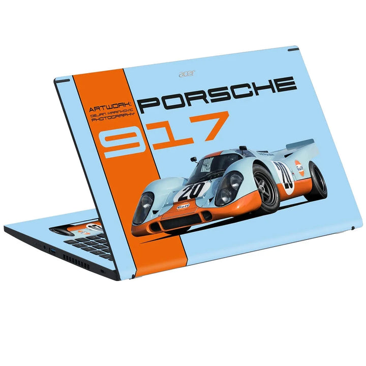3D Embossed Laptop Skin - Porsche 917 Orange