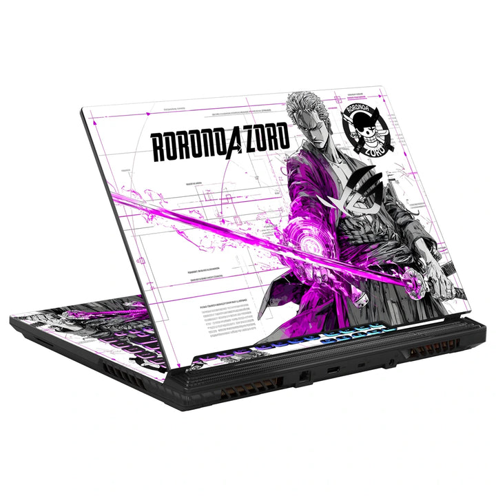 3M Material Textured Embossed Laptop Skin - One Piece Zoro Green Neon Samurai