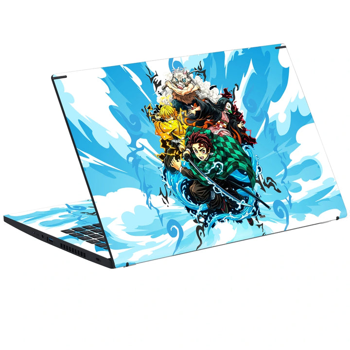 3M Material Textured Embossed Laptop Skin - Demon Slayer Main Quartet Water Splash