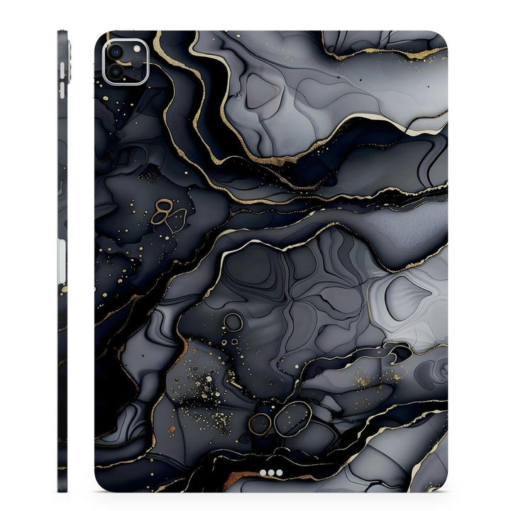 3D Embossed Tablet Skin Abstract Black Marble Gold Vein