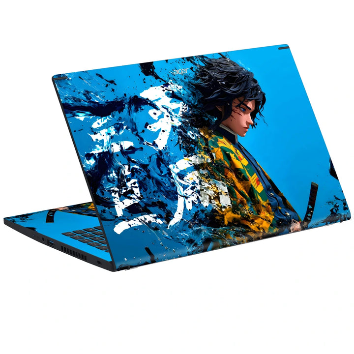 3M Material Textured Embossed Laptop Skin - Demon Slayer Ink Splash Dissolve