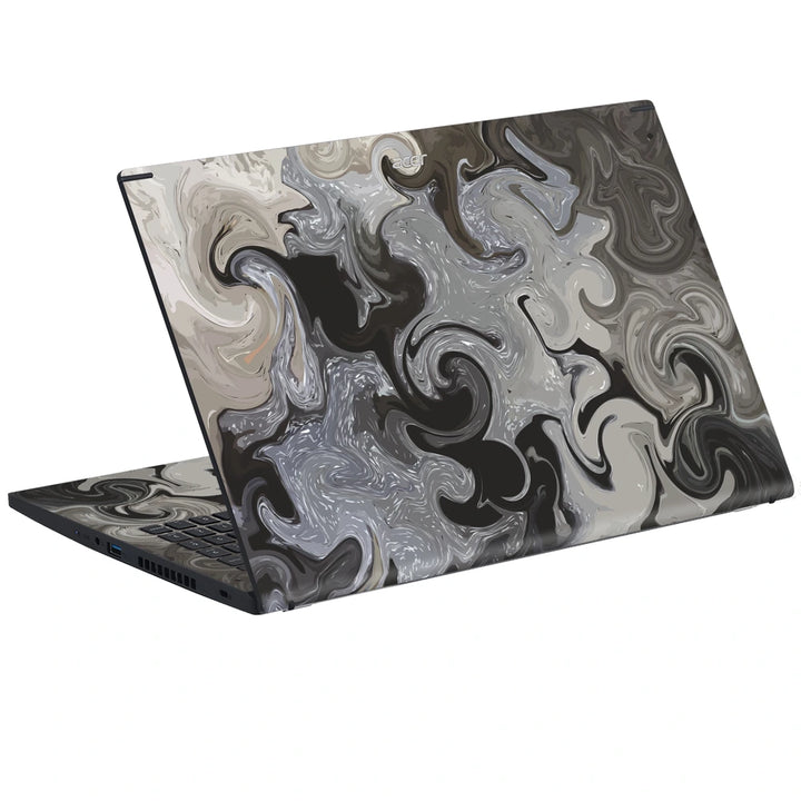 3M Material Textured Embossed Laptop Skin - Abstract Monochrome Black White Marble