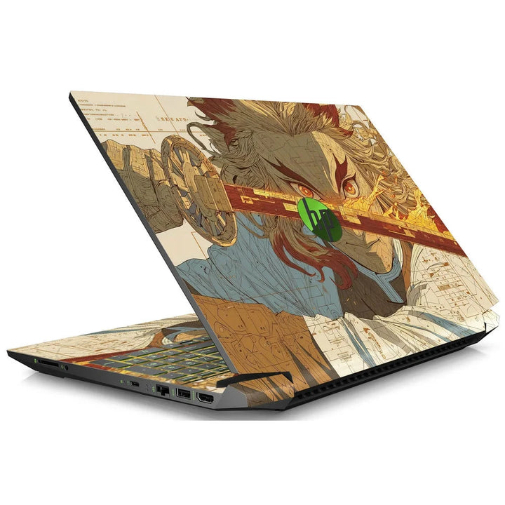 3D Embossed Laptop Skin - Samurai Sketch