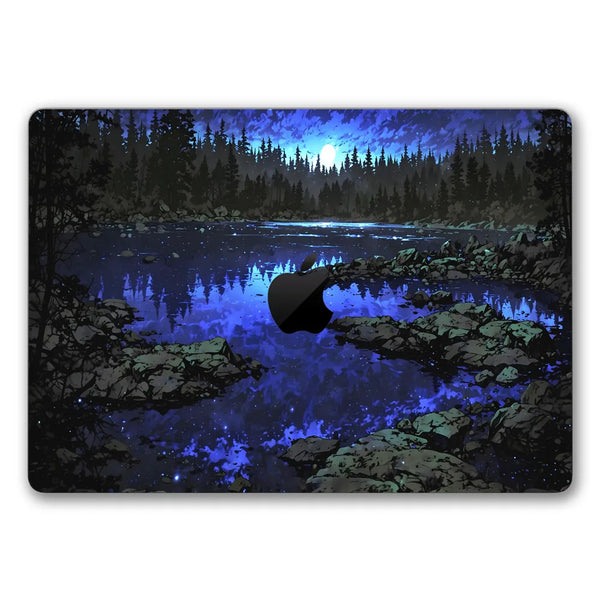 MacBook Laptop Skin - Forest Lake Night Minimalist Blue