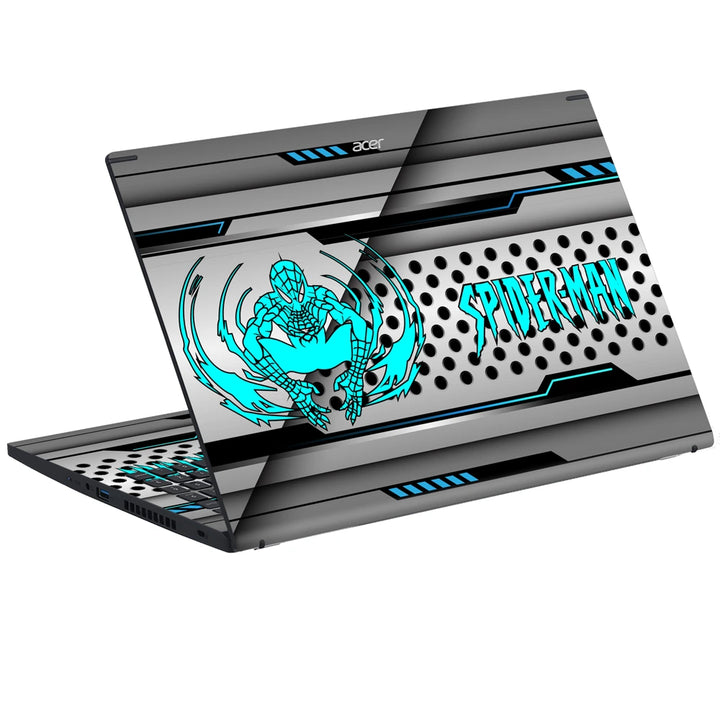 3M Material Textured Embossed Laptop Skin - Spider-Man Cyan Tech Panel