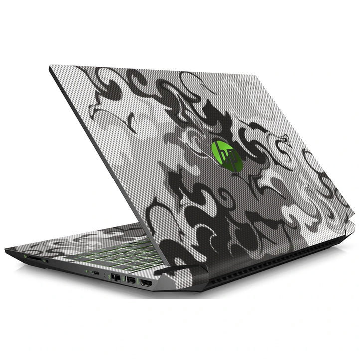 3M Material Textured Embossed Laptop Skin - Abstract Black White Marble Halftone