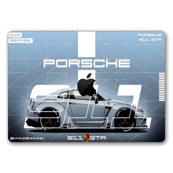 MacBook Laptop Skin - Porsche 911 Technical Blueprint