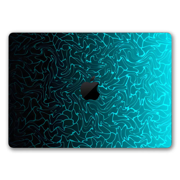 MacBook Laptop Skin - Abstract Teal Blue Geometric Dot Grid