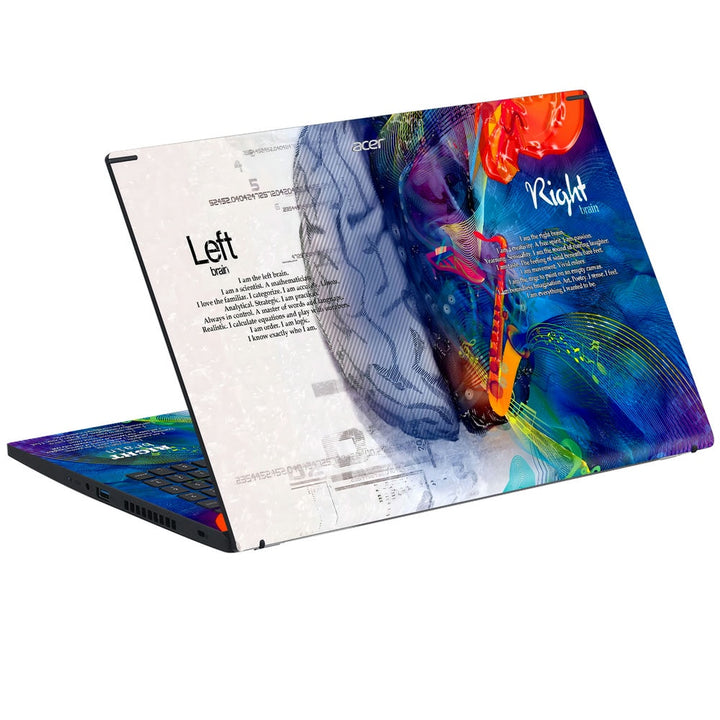 3D Embossed Laptop Skin - Left Right Blue Brain