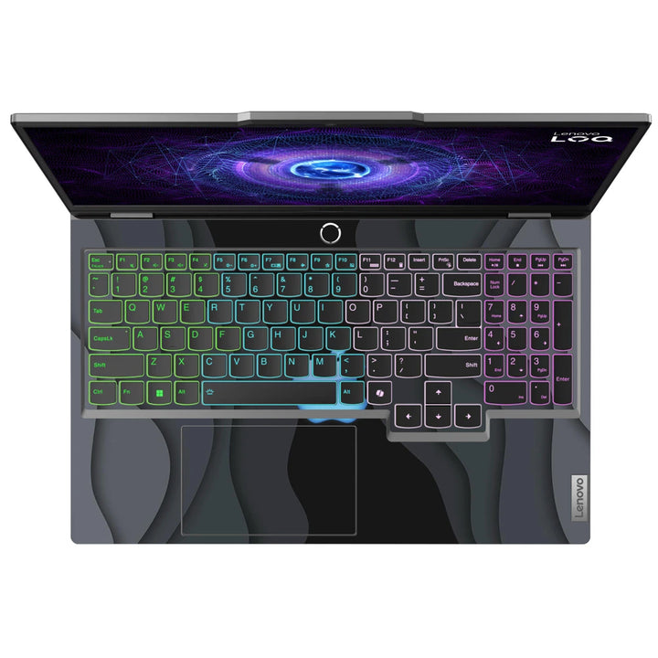 3M Material Textured Embossed Laptop Skin - Apple Blue Glow Paper Cutout