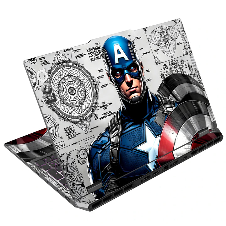 3M Material Textured Embossed Laptop Skin - Captain America Comic Pop Art Shield