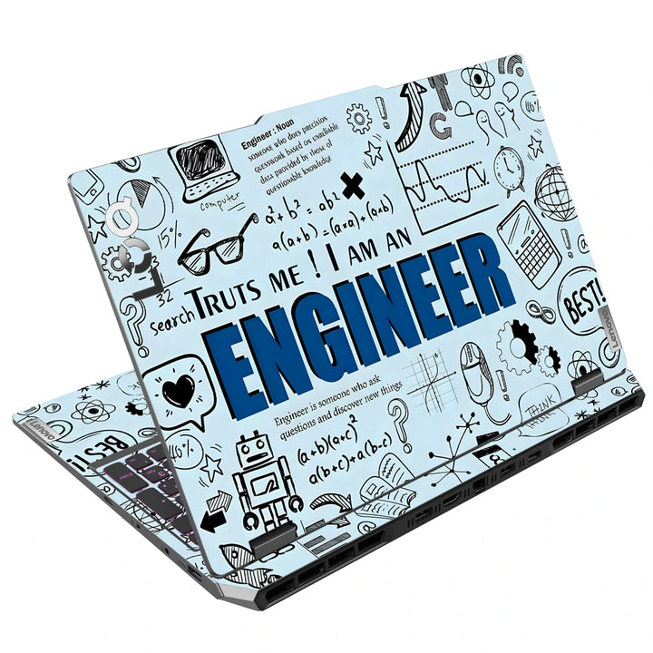 3M Material Textured Embossed Laptop Skin - I Am an Engineer Blueprint Doodle