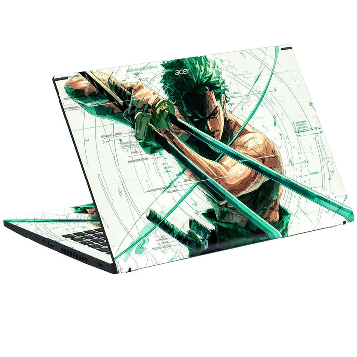 3D Embossed Laptop Skin - Zoro One Piece Green
