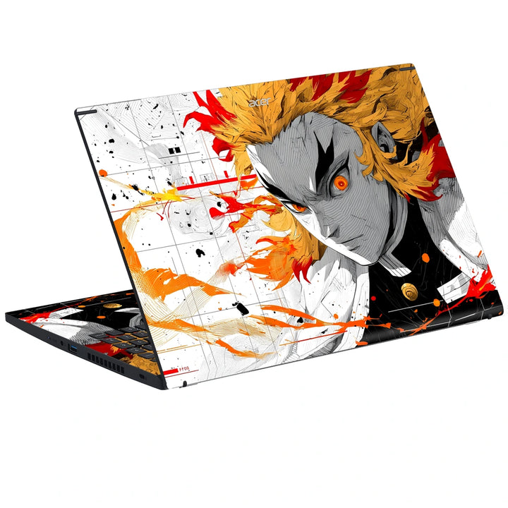 3M Material Textured Embossed Laptop Skin - Demon Slayer Rengoku Flame Hashira