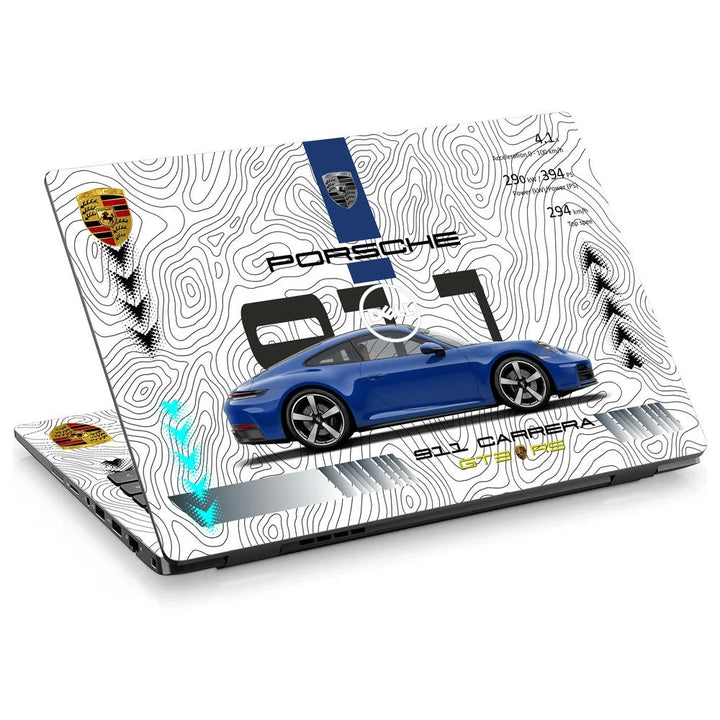 3D Embossed Laptop Skin - Porsche Blue 911 GT3