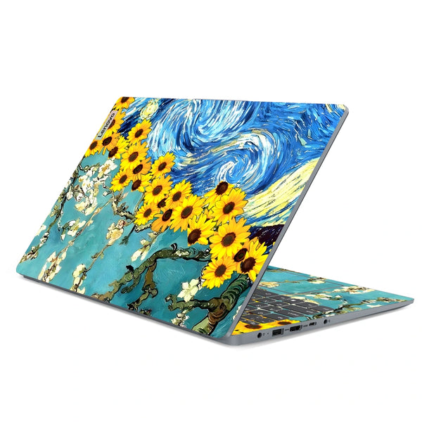 3M Material Textured Embossed Laptop Skin - Van Gogh Sunflowers Oil Painting