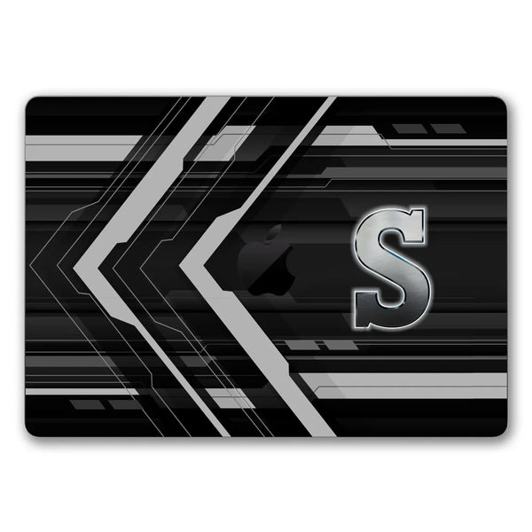 MacBook Laptop Skin - Abstract Grey Racing Arrow Stripes