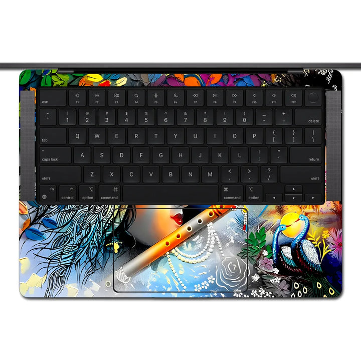 MacBook Laptop Skin - Lord Krishna Blue Flute Embossed Art