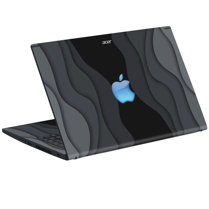 3M Material Textured Embossed Laptop Skin - Apple Blue Glow Paper Cutout