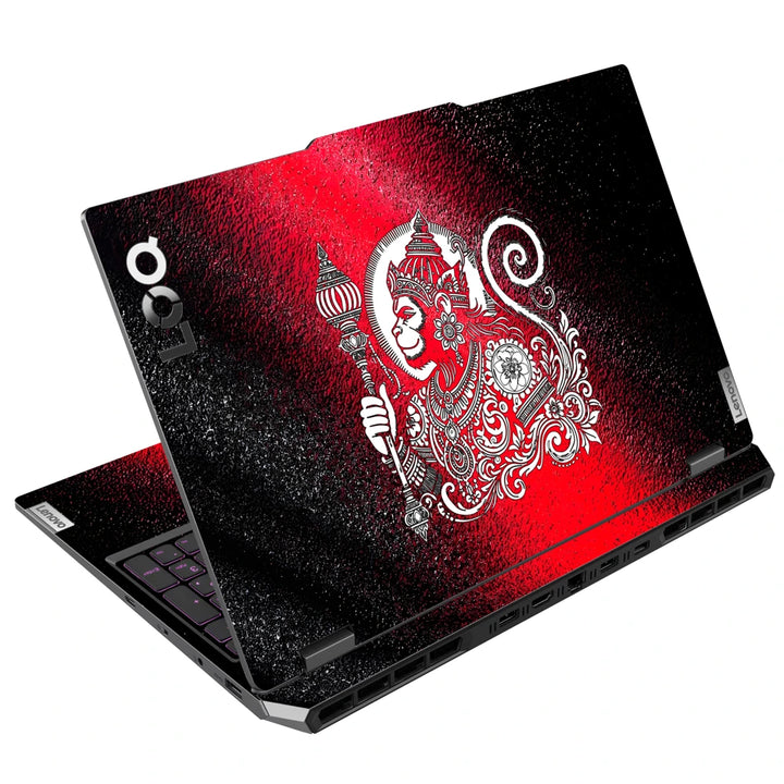 3M Material Textured Embossed Laptop Skin - Hanuman Red Grunge Folk Art