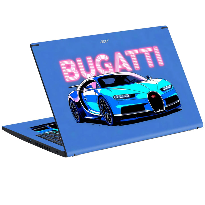 3M Material Textured Embossed Laptop Skin - Bugatti Chiron Hypercar Blue