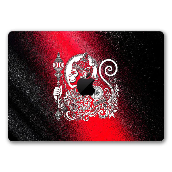 MacBook Laptop Skin - Hanuman Red Grunge Folk Art
