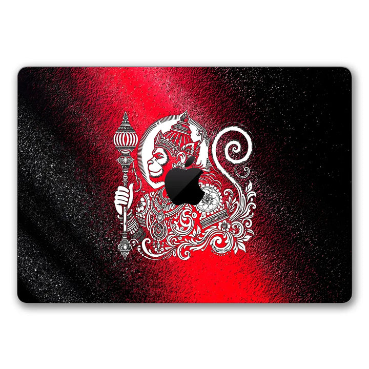 MacBook Laptop Skin - Hanuman Red Grunge Folk Art